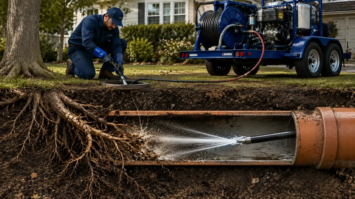 Tree Root Removal with Hydro Jetting in Fontana